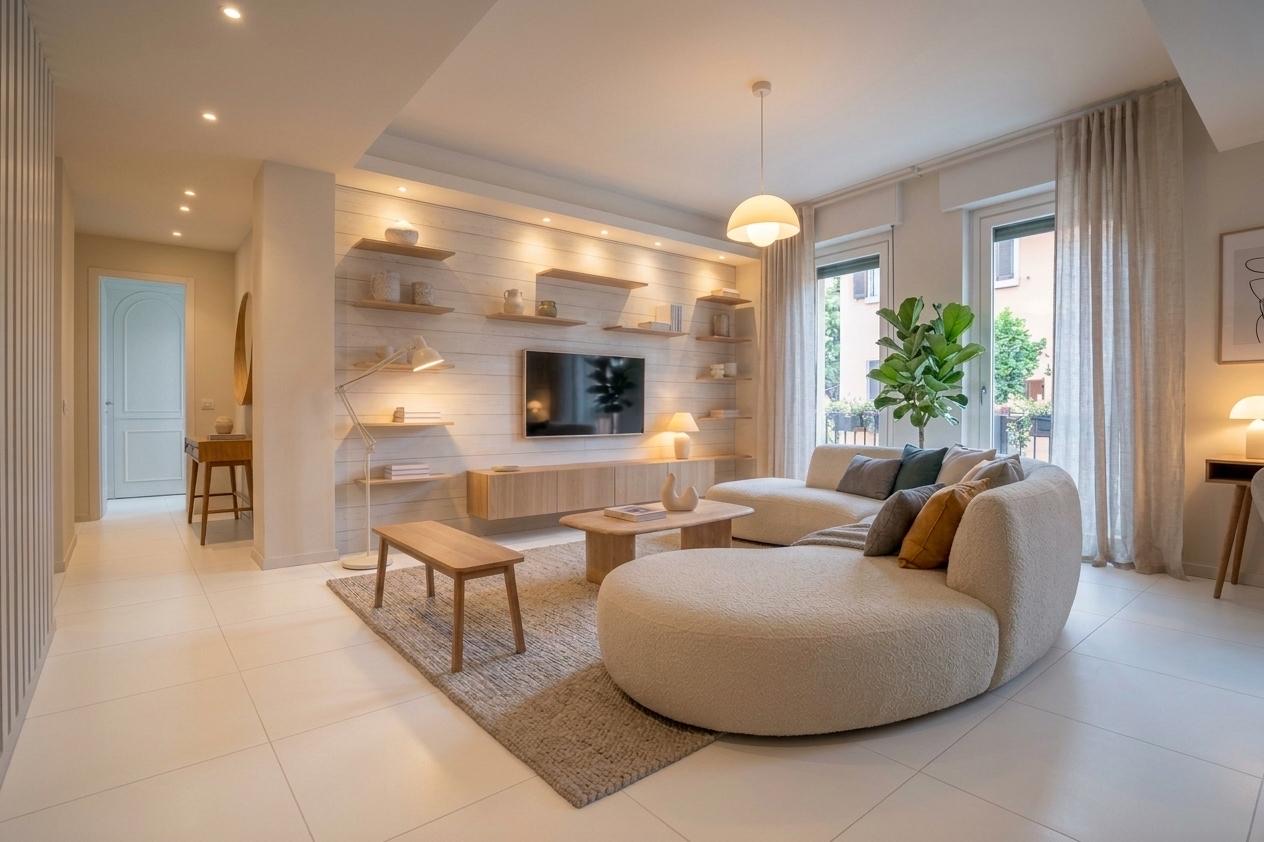 Ambiente arredato digitalmente con virtual staging